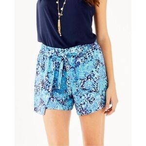 Lily Pulitzer Mylee Tie Front Shorts in Light Aqua Spritz Size 0 EUC